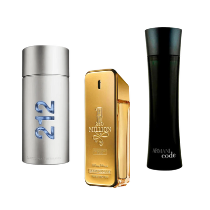 3 Parfums 212 Men NYC, Paco Rabanne One Million, Armani Code Homme (Eau de Parfum)