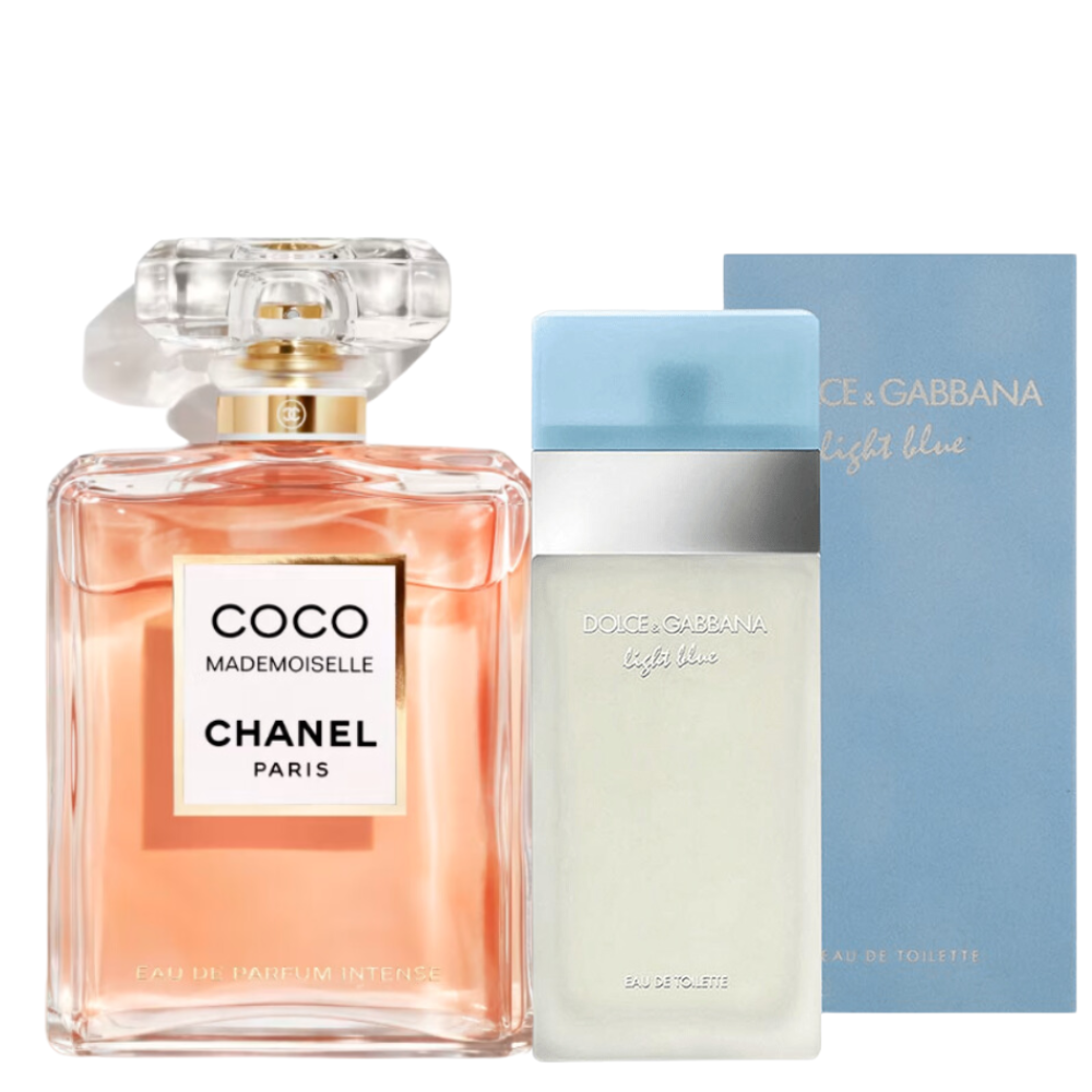 2 Perfumes CHANEL COCO MADEMOISELLE EAU DE PARFUM 100ML and Dolce & Gabbana Light Blue Eau de Toilette Women's Perfume Spray 100ml