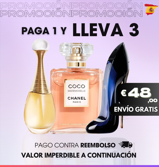 PAGA 1 Y OBTÉN 3 - Kit de Perfumes Premium Feminino (100ml) - Chanel Mademoseille - Jadore - Good Girl